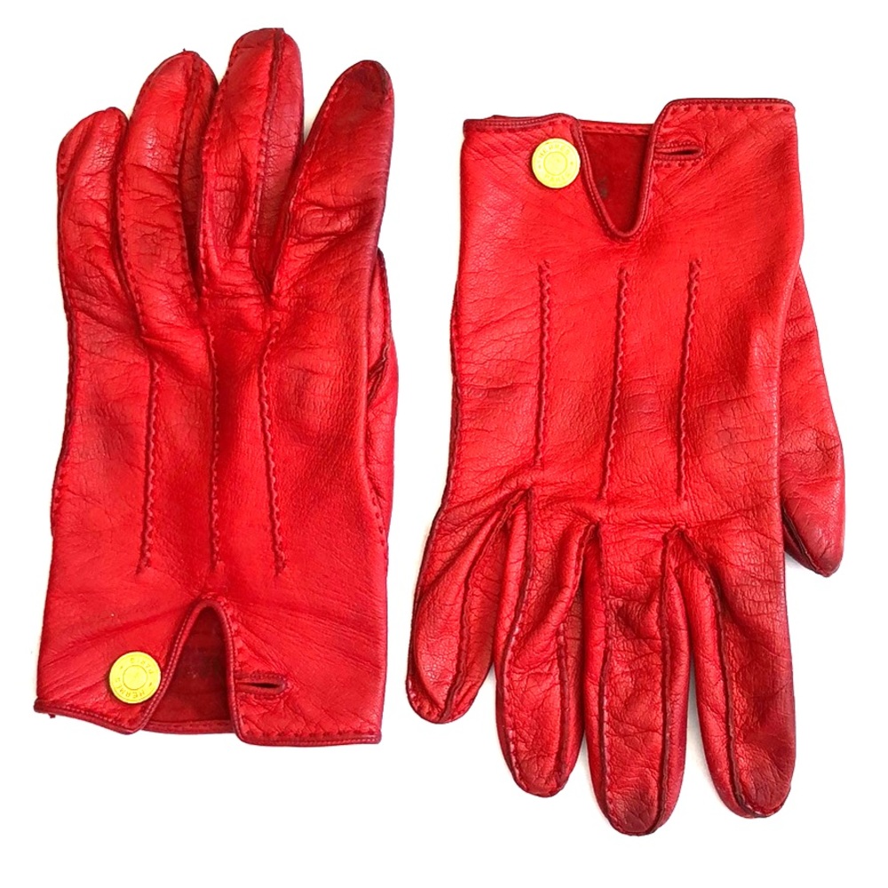 Hermes leather driving gloves 7 1/2 red